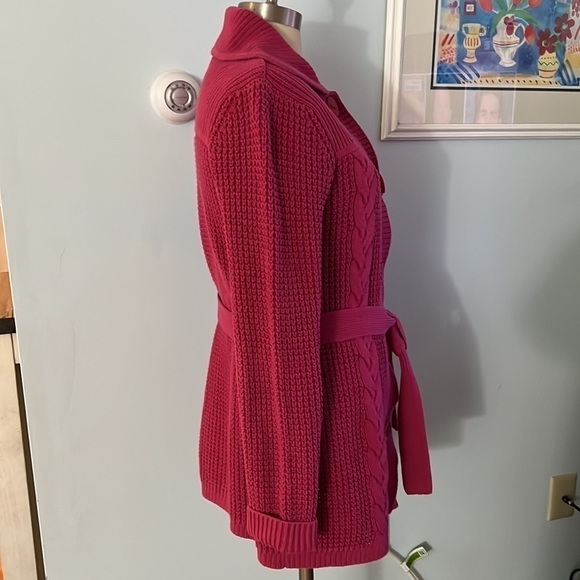 L.L. Bean Belted Button Long Knit Cardigan size Small - Picture 3 of 7
